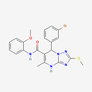 molecular formula C21H20BrN5O2S B11451163 7-(3-bromophenyl)-N-(2-methoxyphenyl)-5-methyl-2-(methylsulfanyl)-4,7-dihydro[1,2,4]triazolo[1,5-a]pyrimidine-6-carboxamide 