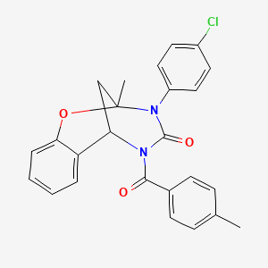 3-(4-chlorophenyl)-2-methyl-5-(4-methylbenzoyl)-2,3,5,6-tetrahydro-4H-2,6-methano-1,3,5-benzoxadiazocin-4-one