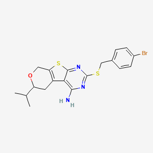 5-[(4-bromophenyl)methylsulfanyl]-12-propan-2-yl-11-oxa-8-thia-4,6-diazatricyclo[7.4.0.02,7]trideca-1(9),2,4,6-tetraen-3-amine