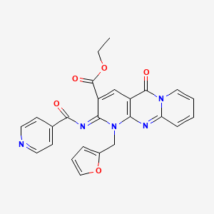 ethyl 7-(furan-2-ylmethyl)-2-oxo-6-(pyridine-4-carbonylimino)-1,7,9-triazatricyclo[8.4.0.03,8]tetradeca-3(8),4,9,11,13-pentaene-5-carboxylate