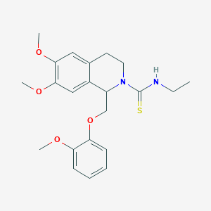 N-ethyl-6,7-dimethoxy-1-((2-methoxyphenoxy)methyl)-3,4-dihydroisoquinoline-2(1H)-carbothioamide