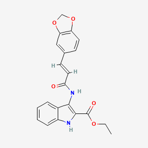 molecular formula C21H18N2O5 B11451249 Ethyl 3-[(2E)-3-(2H-1,3-benzodioxol-5-YL)prop-2-enamido]-1H-indole-2-carboxylate 