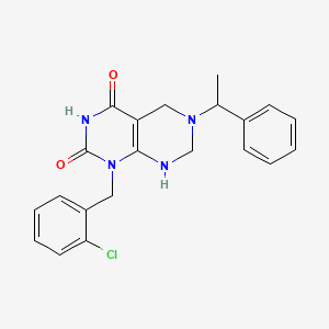 molecular formula C21H21ClN4O2 B11451346 1-(2-chlorobenzyl)-6-(1-phenylethyl)-5,6,7,8-tetrahydropyrimido[4,5-d]pyrimidine-2,4(1H,3H)-dione 