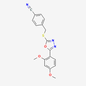 molecular formula C18H15N3O3S B11451374 4-({[5-(2,4-Dimethoxyphenyl)-1,3,4-oxadiazol-2-yl]sulfanyl}methyl)benzonitrile 