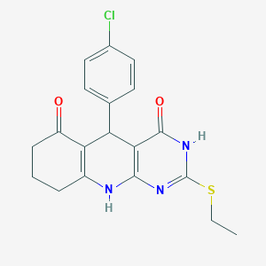 5-(4-chlorophenyl)-2-(ethylsulfanyl)-5,8,9,10-tetrahydropyrimido[4,5-b]quinoline-4,6(3H,7H)-dione