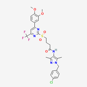 N-[1-(4-chlorobenzyl)-3,5-dimethyl-1H-pyrazol-4-yl]-4-{[4-(3,4-dimethoxyphenyl)-6-(trifluoromethyl)pyrimidin-2-yl]sulfonyl}butanamide