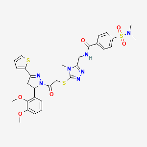 molecular formula C30H33N7O6S3 B11451414 N-((5-((2-(5-(2,3-dimethoxyphenyl)-3-(thiophen-2-yl)-4,5-dihydro-1H-pyrazol-1-yl)-2-oxoethyl)thio)-4-methyl-4H-1,2,4-triazol-3-yl)methyl)-4-(N,N-dimethylsulfamoyl)benzamide 