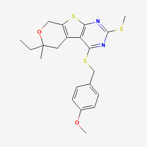 12-ethyl-3-[(4-methoxyphenyl)methylsulfanyl]-12-methyl-5-methylsulfanyl-11-oxa-8-thia-4,6-diazatricyclo[7.4.0.02,7]trideca-1(9),2(7),3,5-tetraene