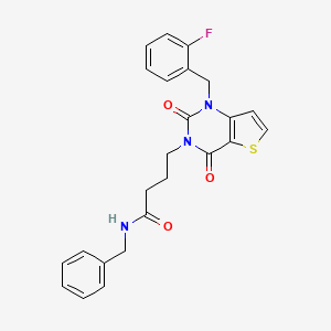 molecular formula C24H22FN3O3S B11451433 N-benzyl-4-[1-[(2-fluorophenyl)methyl]-2,4-dioxothieno[3,2-d]pyrimidin-3-yl]butanamide 