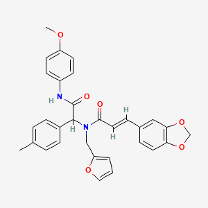 (2E)-3-(1,3-benzodioxol-5-yl)-N-(furan-2-ylmethyl)-N-{2-[(4-methoxyphenyl)amino]-1-(4-methylphenyl)-2-oxoethyl}prop-2-enamide