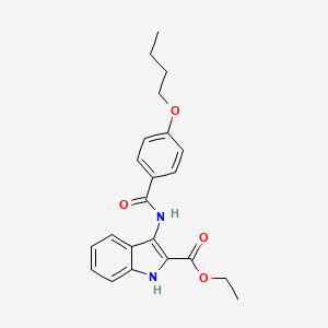 molecular formula C22H24N2O4 B11451480 ethyl 3-(4-butoxybenzamido)-1H-indole-2-carboxylate 