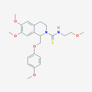 6,7-dimethoxy-N-(2-methoxyethyl)-1-((4-methoxyphenoxy)methyl)-3,4-dihydroisoquinoline-2(1H)-carbothioamide