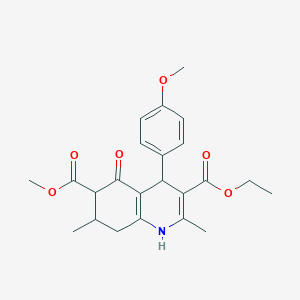 molecular formula C23H27NO6 B11451536 3-Ethyl 6-methyl 4-(4-methoxyphenyl)-2,7-dimethyl-5-oxo-1,4,5,6,7,8-hexahydroquinoline-3,6-dicarboxylate 