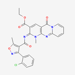 ethyl 6-[3-(2-chlorophenyl)-5-methyl-1,2-oxazole-4-carbonyl]imino-7-methyl-2-oxo-1,7,9-triazatricyclo[8.4.0.03,8]tetradeca-3(8),4,9,11,13-pentaene-5-carboxylate