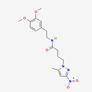 molecular formula C18H24N4O5 B11451622 N-[2-(3,4-dimethoxyphenyl)ethyl]-4-(5-methyl-3-nitro-1H-pyrazol-1-yl)butanamide 