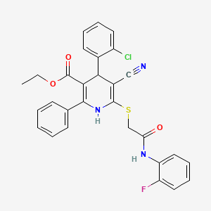 Ethyl 4-(2-chlorophenyl)-5-cyano-6-({2-[(2-fluorophenyl)amino]-2-oxoethyl}sulfanyl)-2-phenyl-1,4-dihydropyridine-3-carboxylate