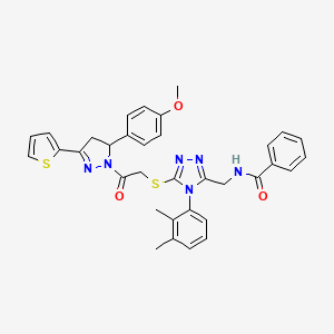 N-((4-(2,3-dimethylphenyl)-5-((2-(5-(4-methoxyphenyl)-3-(thiophen-2-yl)-4,5-dihydro-1H-pyrazol-1-yl)-2-oxoethyl)thio)-4H-1,2,4-triazol-3-yl)methyl)benzamide