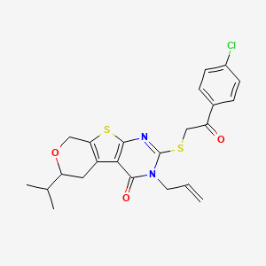 5-[2-(4-chlorophenyl)-2-oxoethyl]sulfanyl-12-propan-2-yl-4-prop-2-enyl-11-oxa-8-thia-4,6-diazatricyclo[7.4.0.02,7]trideca-1(9),2(7),5-trien-3-one