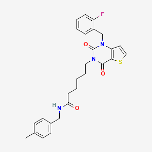 6-(1-(2-fluorobenzyl)-2,4-dioxo-1,2-dihydrothieno[3,2-d]pyrimidin-3(4H)-yl)-N-(4-methylbenzyl)hexanamide