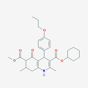 3-Cyclohexyl 6-methyl 2,7-dimethyl-5-oxo-4-(4-propoxyphenyl)-1,4,5,6,7,8-hexahydroquinoline-3,6-dicarboxylate