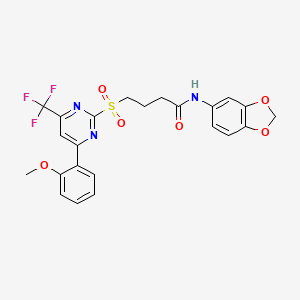 N-(1,3-benzodioxol-5-yl)-4-{[4-(2-methoxyphenyl)-6-(trifluoromethyl)pyrimidin-2-yl]sulfonyl}butanamide