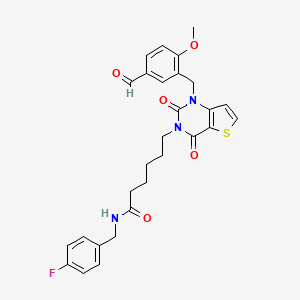 N-(4-fluorobenzyl)-6-(1-(5-formyl-2-methoxybenzyl)-2,4-dioxo-1,2-dihydrothieno[3,2-d]pyrimidin-3(4H)-yl)hexanamide