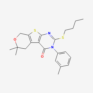 5-butylsulfanyl-12,12-dimethyl-4-(3-methylphenyl)-11-oxa-8-thia-4,6-diazatricyclo[7.4.0.02,7]trideca-1(9),2(7),5-trien-3-one