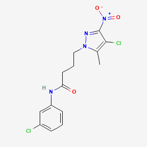 molecular formula C14H14Cl2N4O3 B11451792 4-(4-chloro-5-methyl-3-nitro-1H-pyrazol-1-yl)-N-(3-chlorophenyl)butanamide 