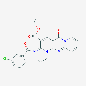 ethyl 6-(3-chlorobenzoyl)imino-7-(2-methylpropyl)-2-oxo-1,7,9-triazatricyclo[8.4.0.03,8]tetradeca-3(8),4,9,11,13-pentaene-5-carboxylate