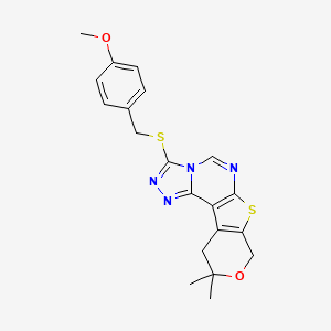 5-[(4-methoxyphenyl)methylsulfanyl]-14,14-dimethyl-13-oxa-10-thia-3,4,6,8-tetrazatetracyclo[7.7.0.02,6.011,16]hexadeca-1(9),2,4,7,11(16)-pentaene