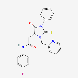 molecular formula C23H19FN4O2S B11451854 N-(4-fluorophenyl)-2-[5-oxo-1-phenyl-3-(pyridin-2-ylmethyl)-2-thioxoimidazolidin-4-yl]acetamide 