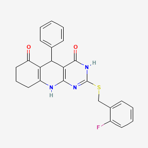 2-[(2-fluorobenzyl)sulfanyl]-5-phenyl-5,8,9,10-tetrahydropyrimido[4,5-b]quinoline-4,6(3H,7H)-dione