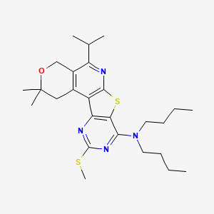 N,N-dibutyl-4,4-dimethyl-15-methylsulfanyl-8-propan-2-yl-5-oxa-11-thia-9,14,16-triazatetracyclo[8.7.0.02,7.012,17]heptadeca-1(10),2(7),8,12(17),13,15-hexaen-13-amine