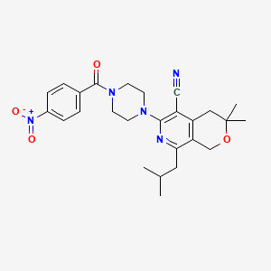 molecular formula C26H31N5O4 B11451902 3,3-dimethyl-8-(2-methylpropyl)-6-{4-[(4-nitrophenyl)carbonyl]piperazin-1-yl}-3,4-dihydro-1H-pyrano[3,4-c]pyridine-5-carbonitrile 