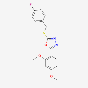 2-(2,4-Dimethoxyphenyl)-5-[(4-fluorobenzyl)sulfanyl]-1,3,4-oxadiazole