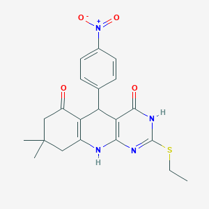 2-(ethylsulfanyl)-8,8-dimethyl-5-(4-nitrophenyl)-5,8,9,10-tetrahydropyrimido[4,5-b]quinoline-4,6(3H,7H)-dione