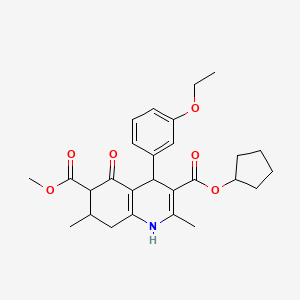 3-Cyclopentyl 6-methyl 4-(3-ethoxyphenyl)-2,7-dimethyl-5-oxo-1,4,5,6,7,8-hexahydroquinoline-3,6-dicarboxylate