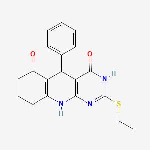 molecular formula C19H19N3O2S B11452029 2-(ethylsulfanyl)-5-phenyl-5,8,9,10-tetrahydropyrimido[4,5-b]quinoline-4,6(3H,7H)-dione 