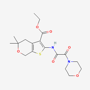 molecular formula C18H24N2O6S B11452094 ethyl 5,5-dimethyl-2-{[morpholin-4-yl(oxo)acetyl]amino}-4,7-dihydro-5H-thieno[2,3-c]pyran-3-carboxylate 