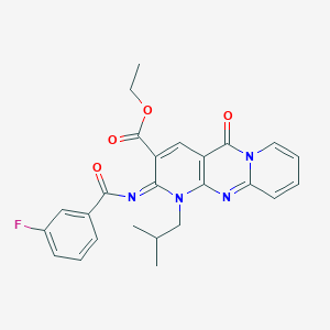 ethyl 6-(3-fluorobenzoyl)imino-7-(2-methylpropyl)-2-oxo-1,7,9-triazatricyclo[8.4.0.03,8]tetradeca-3(8),4,9,11,13-pentaene-5-carboxylate