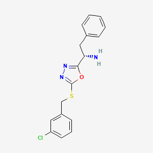 molecular formula C17H16ClN3OS B11452108 (1S)-1-{5-[(3-chlorobenzyl)sulfanyl]-1,3,4-oxadiazol-2-yl}-2-phenylethanamine 