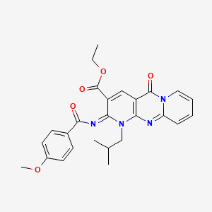 ethyl 6-(4-methoxybenzoyl)imino-7-(2-methylpropyl)-2-oxo-1,7,9-triazatricyclo[8.4.0.03,8]tetradeca-3(8),4,9,11,13-pentaene-5-carboxylate