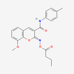 (2Z)-2-[(butanoyloxy)imino]-8-methoxy-N-(4-methylphenyl)-2H-chromene-3-carboxamide