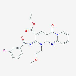 ethyl 6-(3-fluorobenzoyl)imino-7-(2-methoxyethyl)-2-oxo-1,7,9-triazatricyclo[8.4.0.03,8]tetradeca-3(8),4,9,11,13-pentaene-5-carboxylate