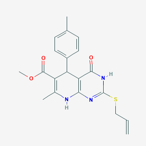 molecular formula C20H21N3O3S B11452167 Methyl 7-methyl-5-(4-methylphenyl)-4-oxo-2-(prop-2-en-1-ylsulfanyl)-3,4,5,8-tetrahydropyrido[2,3-d]pyrimidine-6-carboxylate 