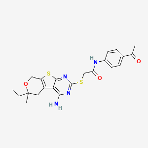 N-(4-acetylphenyl)-2-[(3-amino-12-ethyl-12-methyl-11-oxa-8-thia-4,6-diazatricyclo[7.4.0.02,7]trideca-1(9),2,4,6-tetraen-5-yl)sulfanyl]acetamide