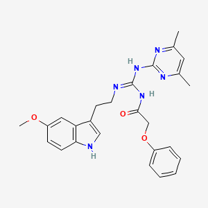 N-[(E)-[(4,6-dimethylpyrimidin-2-yl)amino]{[2-(5-methoxy-1H-indol-3-yl)ethyl]amino}methylidene]-2-phenoxyacetamide