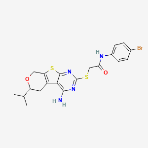 2-[(3-amino-12-propan-2-yl-11-oxa-8-thia-4,6-diazatricyclo[7.4.0.02,7]trideca-1(9),2,4,6-tetraen-5-yl)sulfanyl]-N-(4-bromophenyl)acetamide