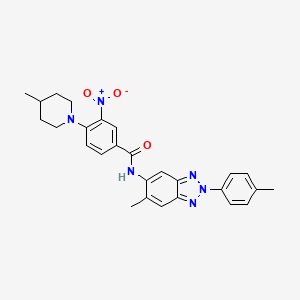 N-[6-methyl-2-(4-methylphenyl)-2H-benzotriazol-5-yl]-4-(4-methylpiperidin-1-yl)-3-nitrobenzamide