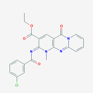 ethyl 6-(3-chlorobenzoyl)imino-7-methyl-2-oxo-1,7,9-triazatricyclo[8.4.0.03,8]tetradeca-3(8),4,9,11,13-pentaene-5-carboxylate